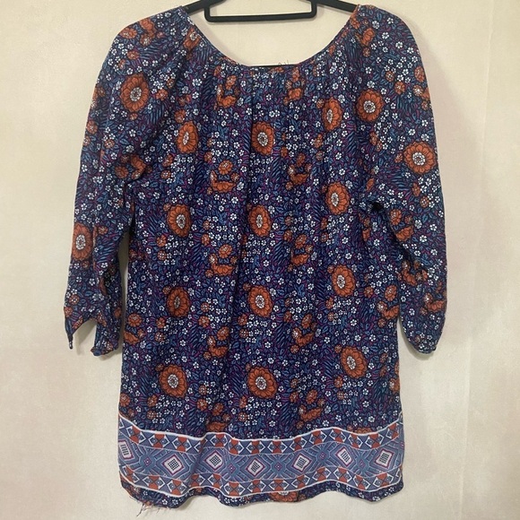 Cynthia Rowley size M boho floral mixed print peasant flowy cotton blouse GUC - Picture 5 of 6